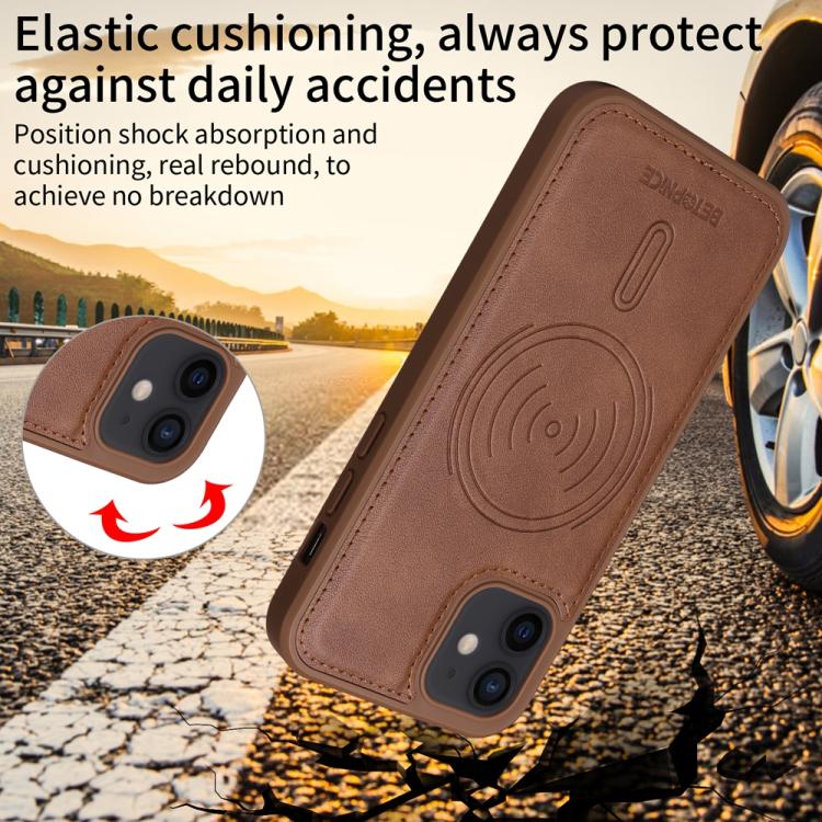 For iPhone 12 / 12 Pro BETOPNICE Horizontal Flip Detachable MagSafe Wallet Phone Case(Brown)