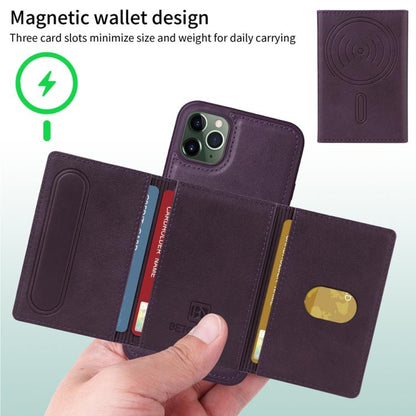 For iPhone 11 Pro Max BETOPNICE Horizontal Flip Detachable MagSafe Wallet Phone Case(Purple)