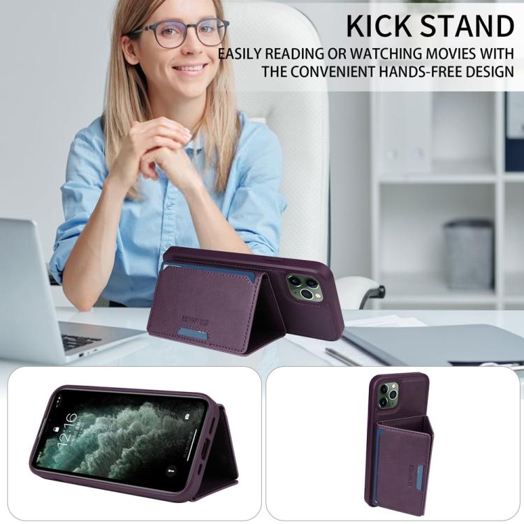 For iPhone 11 Pro Max BETOPNICE Horizontal Flip Detachable MagSafe Wallet Phone Case(Purple)