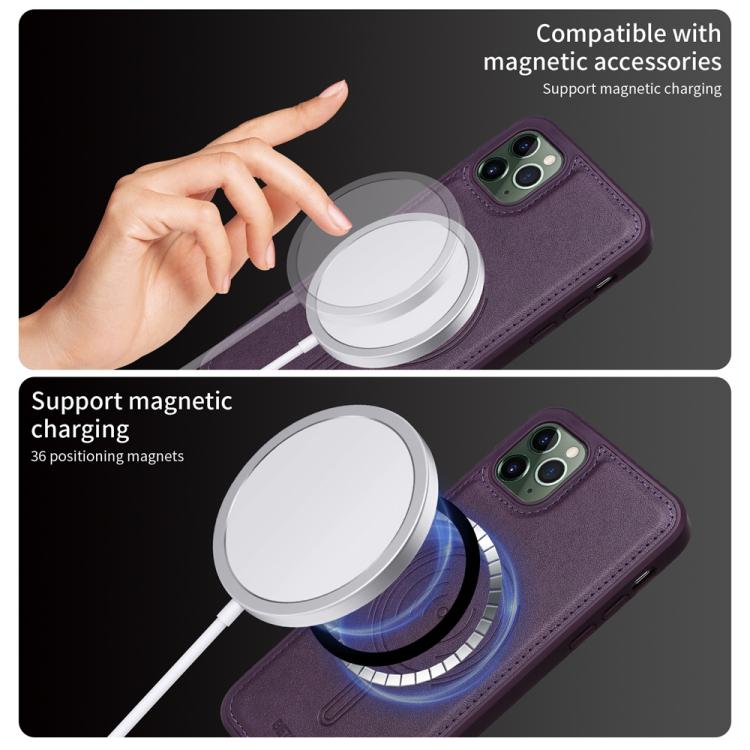 For iPhone 11 Pro Max BETOPNICE Horizontal Flip Detachable MagSafe Wallet Phone Case(Purple)