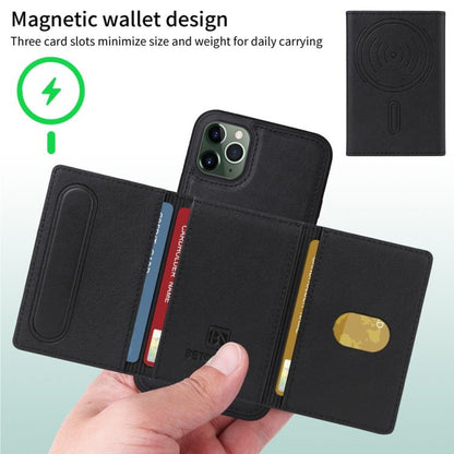 For iPhone 11 Pro Max BETOPNICE Horizontal Flip Detachable MagSafe Wallet Phone Case(Black)