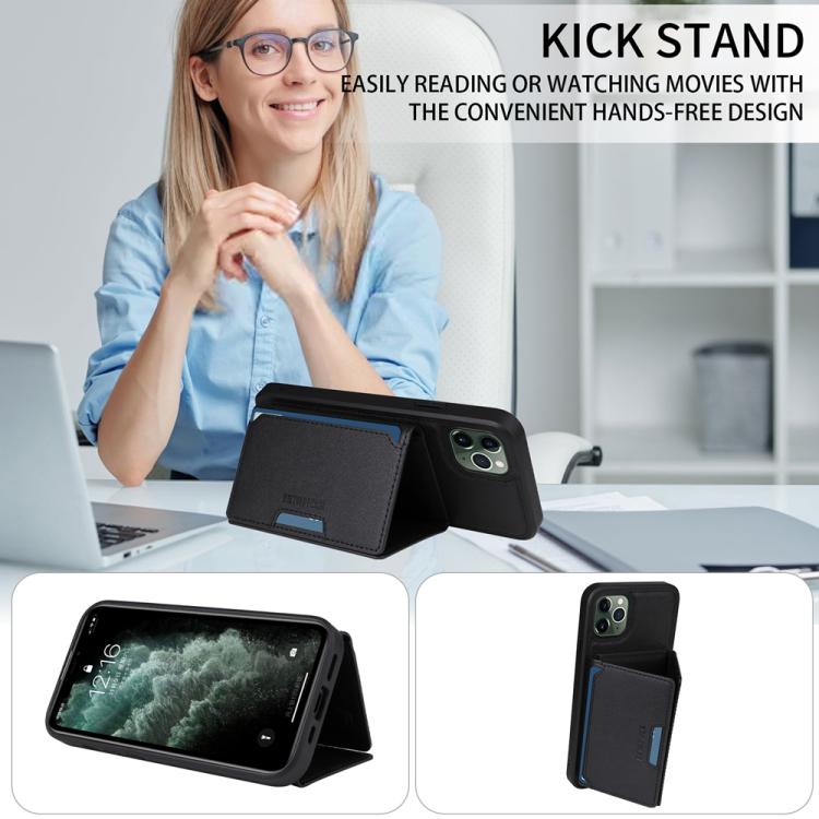 For iPhone 11 Pro Max BETOPNICE Horizontal Flip Detachable MagSafe Wallet Phone Case(Black)