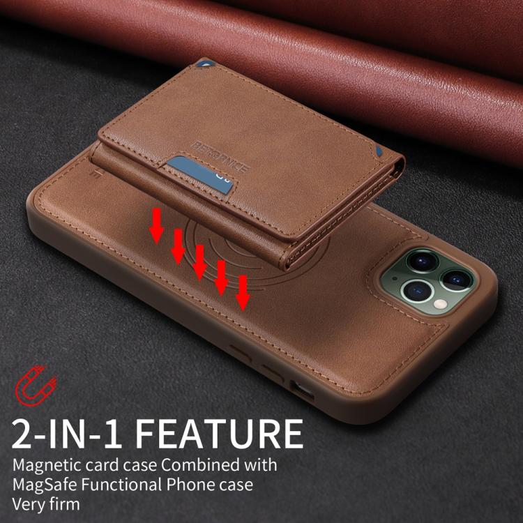 For iPhone 11 Pro Max BETOPNICE Horizontal Flip Detachable MagSafe Wallet Phone Case(Brown)