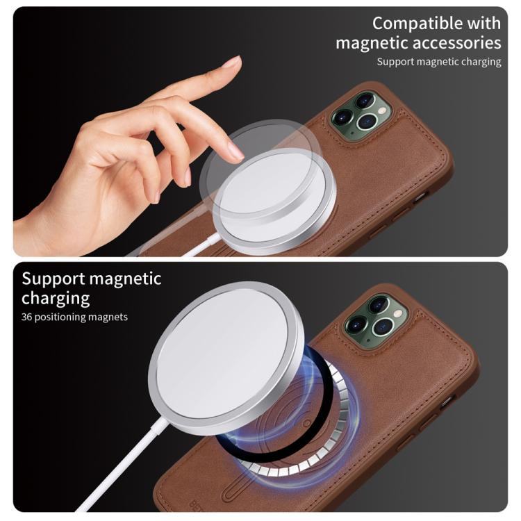 For iPhone 11 Pro Max BETOPNICE Horizontal Flip Detachable MagSafe Wallet Phone Case(Brown)
