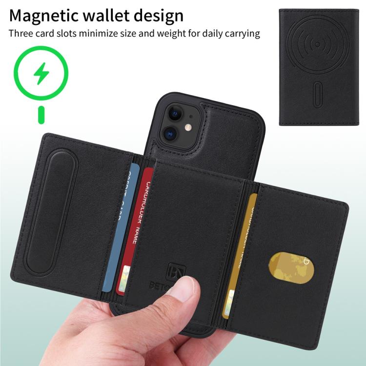 For iPhone 11 BETOPNICE Horizontal Flip Detachable MagSafe Wallet Phone Case(Black)