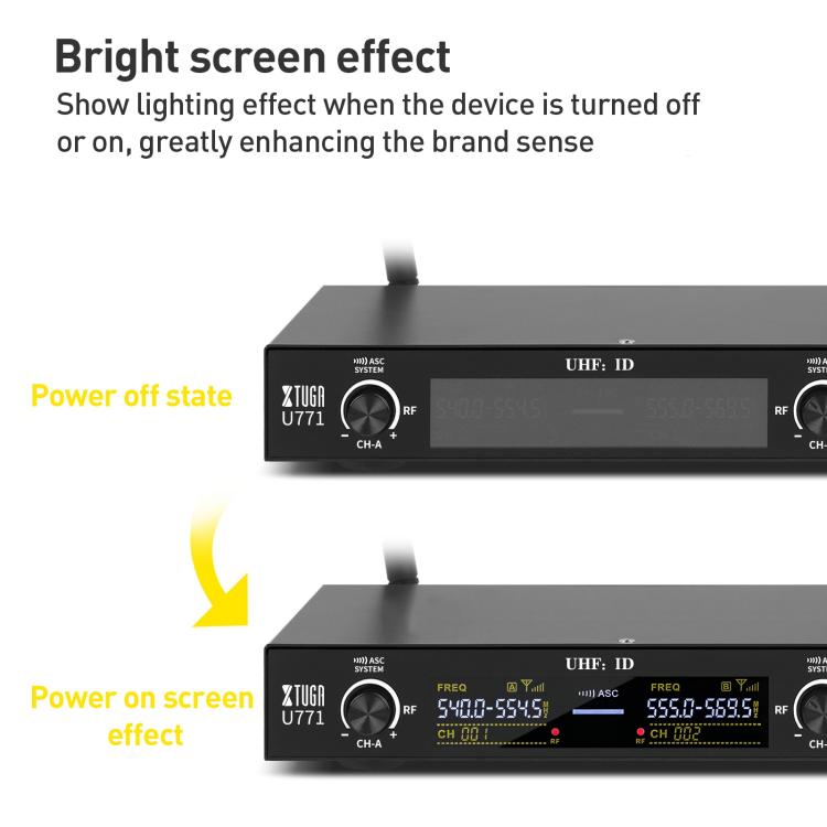 XTUGA U-771 UHF Lapel Two Way Radio Wireless Microphone, 1 Mic + 1 BodyPacks + Host