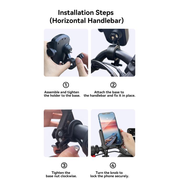 JOYROOM JR-ZS431 360 Rotation Dual Safety lock Bike Phone Mount(Black)
