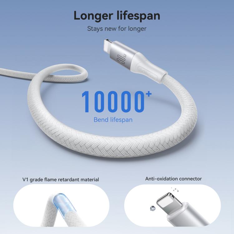 JOYROOM S-A28 Flash Series 480Mbps Fast Charging Data Cable, Type-C to 8 Pin Cable, Length: 1m(White)