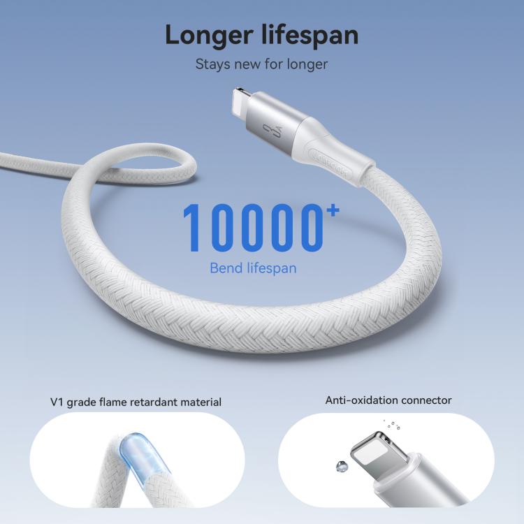 JOYROOM S-A28 Flash Series 60W 480Mbps Fast Charging Data Cable, USB to 8 Pin Cable, Length: 2m(White)