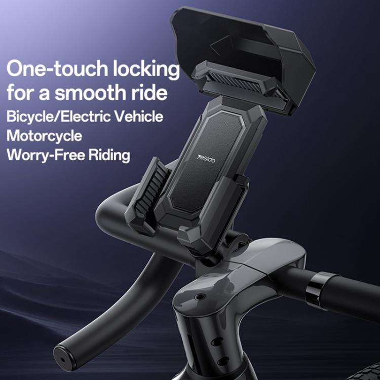 Yesido C331 360 Degree Adjustment Mechanical Locking Bicycle Phone Holder(Black)