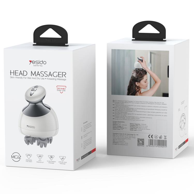 Yesido MG12 IPX7 Waterproof Intelligent Head Massager Care Instrument(White)