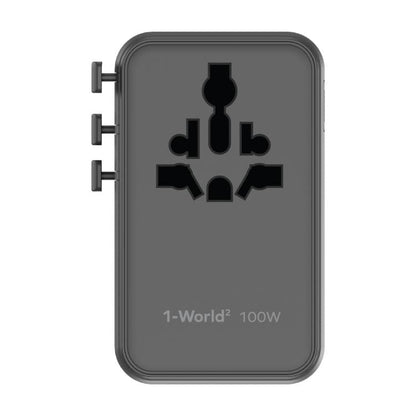MOMAX UA23 1-World 2 4-Port Mini Universal Travel GaN Charger 100W with Dual AC(Black)