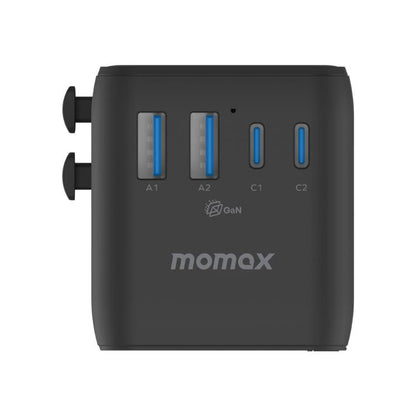 MOMAX UA23 1-World 2 4-Port Mini Universal Travel GaN Charger 100W with Dual AC(Black)