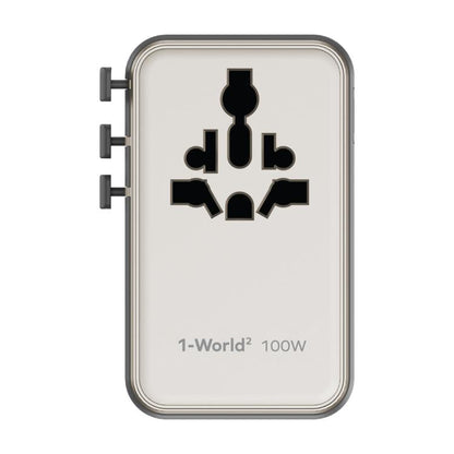 MOMAX UA23 1-World 2 4-Port Mini Universal Travel GaN Charger 100W with Dual AC(Titanium)