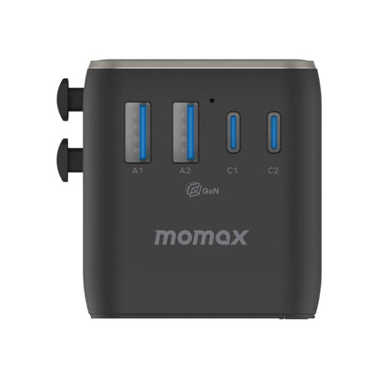 MOMAX UA23 1-World 2 4-Port Mini Universal Travel GaN Charger 100W with Dual AC(Titanium)