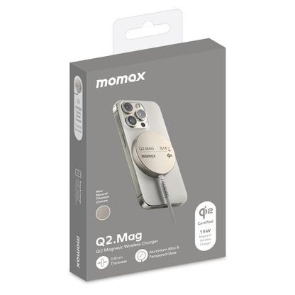 MOMAX UD32L Q2.Mag Portable Qi2 Magnetic Wireless Charger 15W(Titanium Gold)