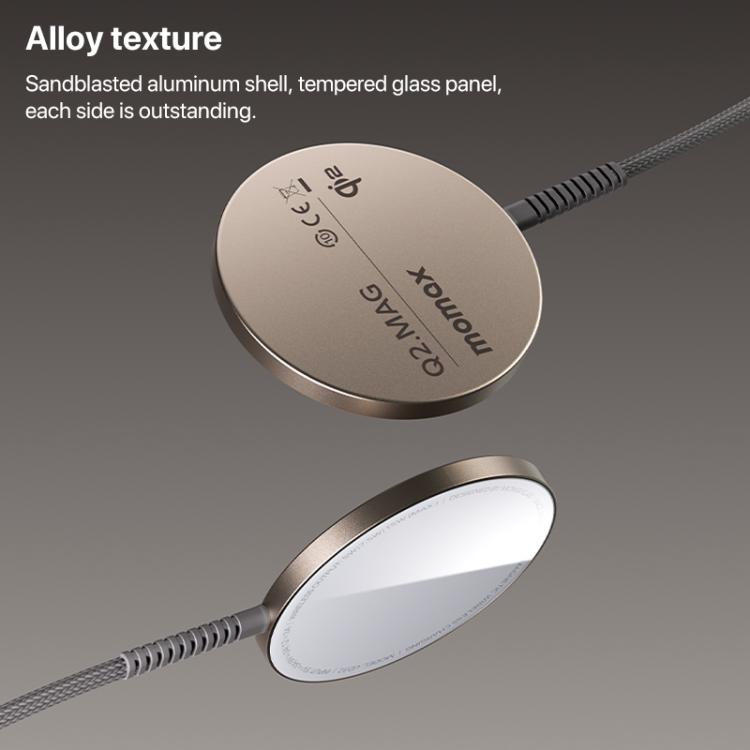MOMAX UD32L Q2.Mag Portable Qi2 Magnetic Wireless Charger 15W(Titanium Gold)