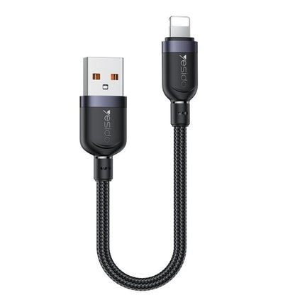 Yesido CA131L Câble de charge et de données USB vers 8 broches 12W 2.4A, longueur : 0.3m (noir)