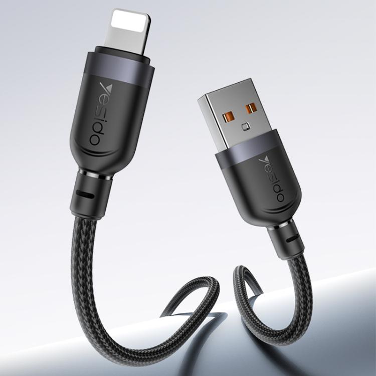 Yesido CA131L Câble de charge et de données USB vers 8 broches 12W 2.4A, longueur : 0.3m (noir)
