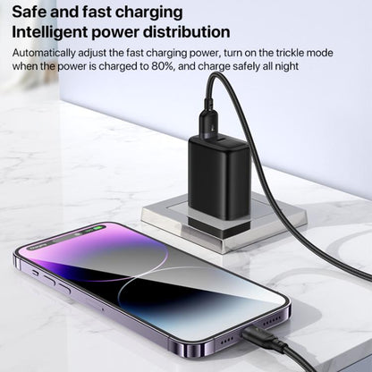 Yesido CA131L Câble de charge et de données USB vers 8 broches 12W 2.4A, longueur : 0.3m (noir)