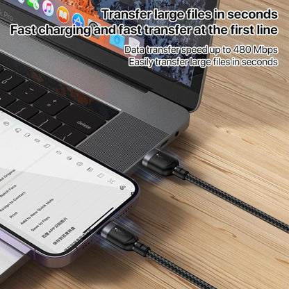 Yesido CA131L Câble de charge et de données USB vers 8 broches 12W 2.4A, longueur : 0.3m (noir)