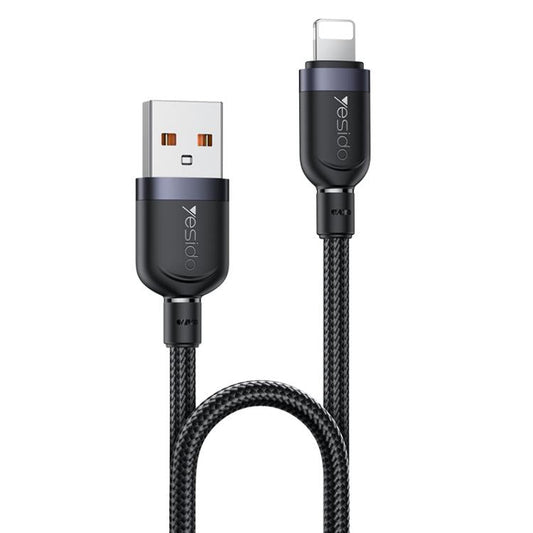 Câble de données de charge Yesido CA132L 12W 2,4A USB vers 8 broches, longueur : 1,2 m (noir)