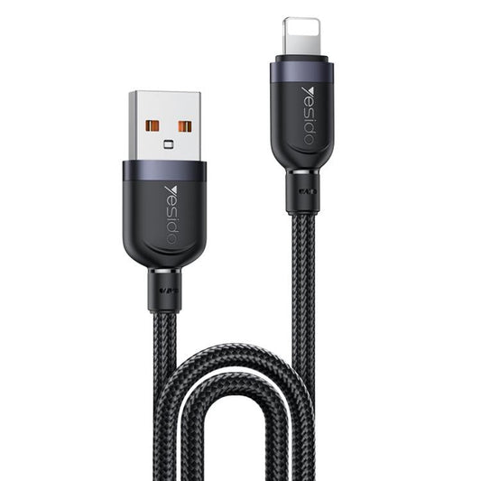 Yesido CA133L Câble de Données de Charge USB vers 8 Broches 12 W 2,4 A, Longueur : 2 m (Noir)
