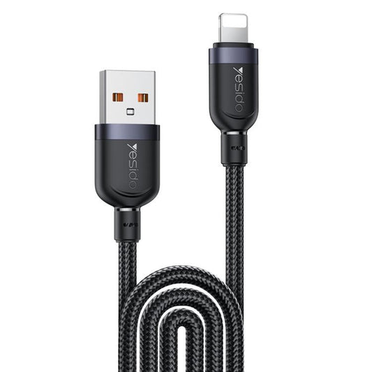 Câble de données de charge Yesido CA134L 12W 2,4A USB vers 8 broches, longueur : 3m (noir)