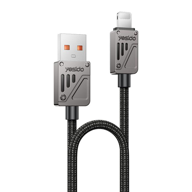Yesido CA135L 12W 2.4A USB to 8 Pin Zinc Alloy Data Cable, Length:1.2m(Black)