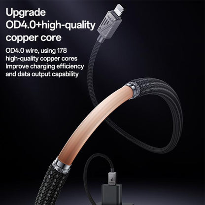 Yesido CA135L 12W 2.4A USB to 8 Pin Zinc Alloy Data Cable, Length:1.2m(Black)