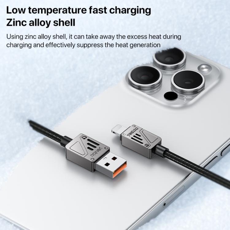 Yesido CA135L 12W 2.4A USB to 8 Pin Zinc Alloy Data Cable, Length:1.2m(Black)