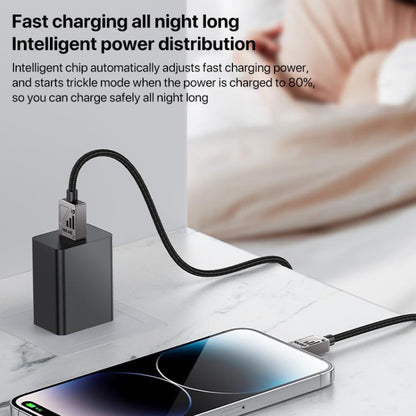 Yesido CA135L 12W 2.4A USB to 8 Pin Zinc Alloy Data Cable, Length:1.2m(Black)