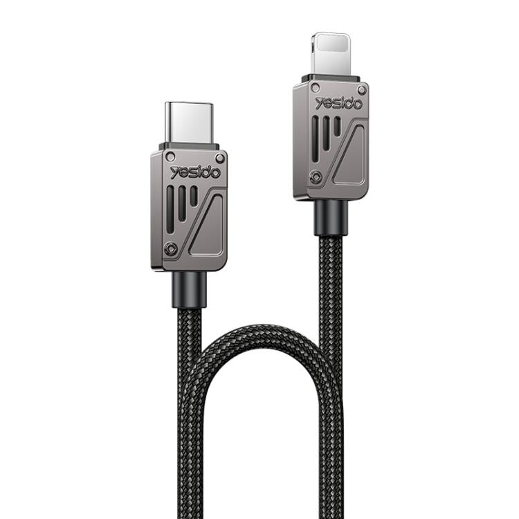 Câble de données Yesido CA195 27W 3A USB-C / Type-C vers 8 broches en alliage de zinc, longueur : 1,2 m (noir)