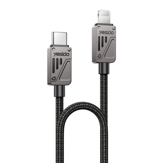 Yesido CA195 27W 3A USB-C / Type-C to 8 Pin Zinc Alloy Data Cable, Length:1.2m(Black)