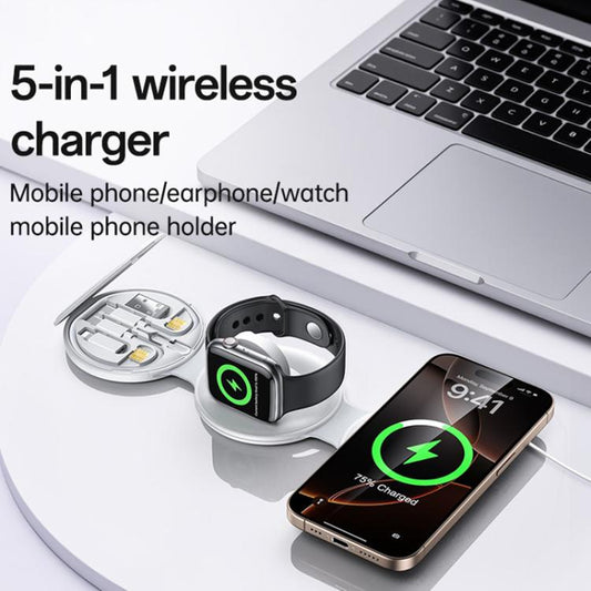 Chargeur sans fil pliable 5 en 1 Yesido DS29 pour téléphone / montre / écouteurs (blanc)
