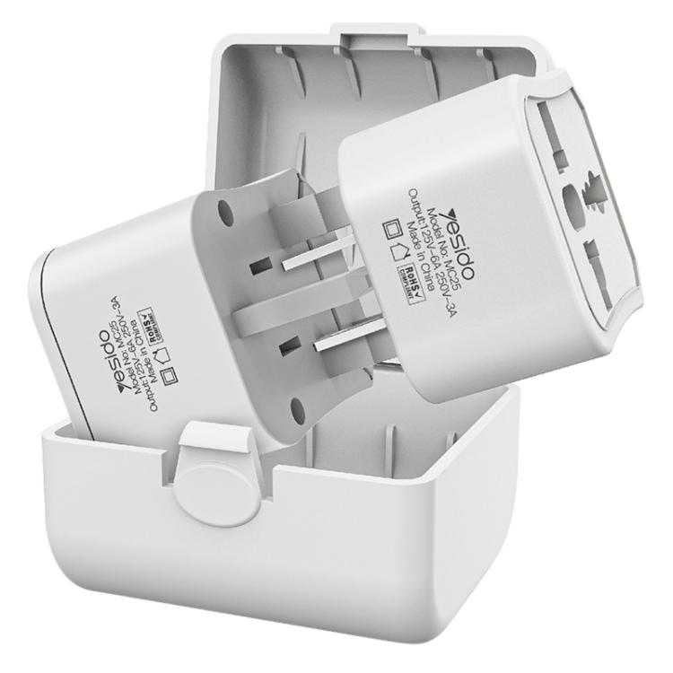 Yesido MC25 750W Universal Multifunction Travel Plug Adapter Kit with Storage Case(White)