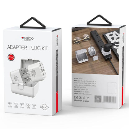 Yesido MC25 750W Universal Multifunction Travel Plug Adapter Kit with Storage Case(White)