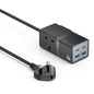 Yesido MC38 65W 6 In 1 Dual Type-C and Dual USB-A with 2 Socket GaN Fast Charging Power Socket, UK Plug(Black)