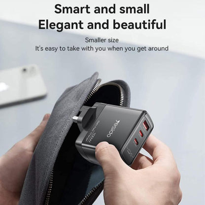 Yesido YC95 PD100W 2 USB-C , USB-A Three Ports GaN Fast Charger, Plug:UK Plug(Black)