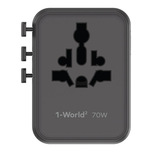 MOMAX UA22 1-World2 70W Dual AC Mini GaN Global Travel Fast Charging Socket(Black)