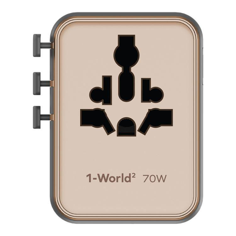 MOMAX UA22 1-World2 70W Dual AC Mini GaN Global Travel Fast Charging Socket(Desert Gold)