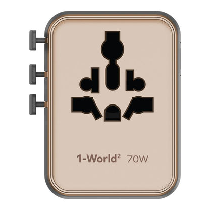 MOMAX UA22 1-World2 70W Dual AC Mini GaN Global Travel Fast Charging Socket(Desert Gold)