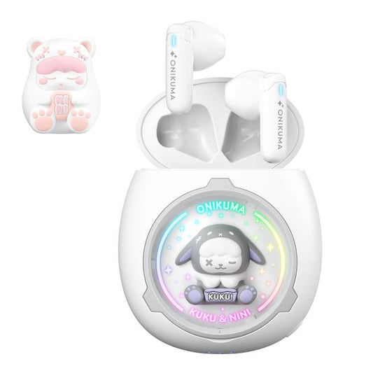 Écouteurs sans fil ONIKUMA T302 RGB Mignons et Uniques BT 5.4 (Blanc)