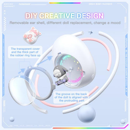 ONIKUMA T302 RGB Cute Unique Doll BT 5.4 Wireless Earphones(White)