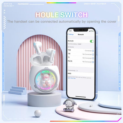 ONIKUMA T302 RGB Cute Unique Doll BT 5.4 Wireless Earphones(White)