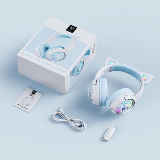 Casque ONIKUMA B5 RGB BT / Filaire / 2.4G en forme de renard (Blanc Bleu)