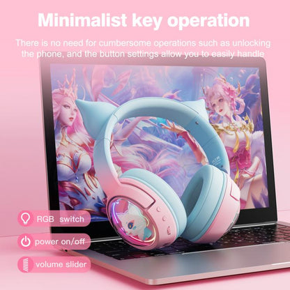 ONIKUMA B5 RGB BT / Wired / 2.4G Fox Shaped Headphones(Pink Blue)