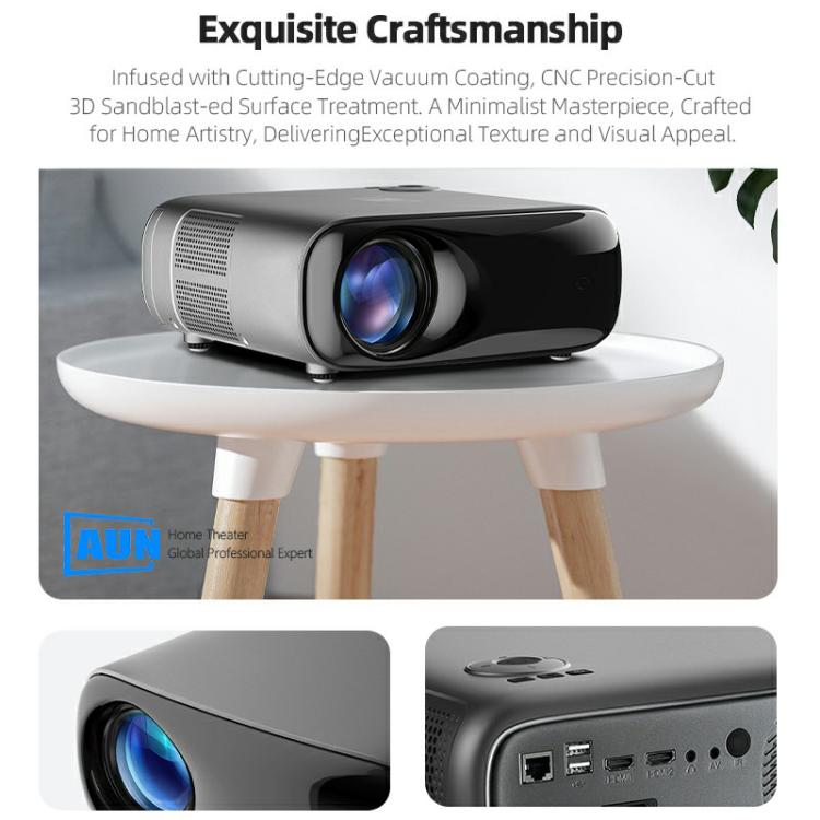 AUN AKEY9S 1080P 1000ANSI Autofocus WIFI Display Smart Projector, UK Plug(Black)