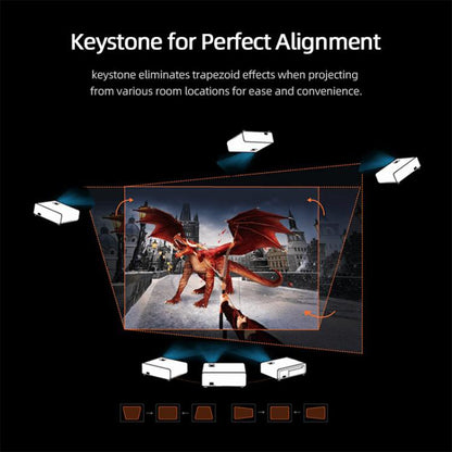 AUN AKEY9S 1080P 1000ANSI Autofocus WIFI Display Smart Projector, US Plug(Black)