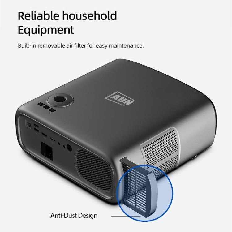 AUN AKEY9S 1080P 1000ANSI Autofocus WIFI Display Smart Projector, UK Plug(Black)